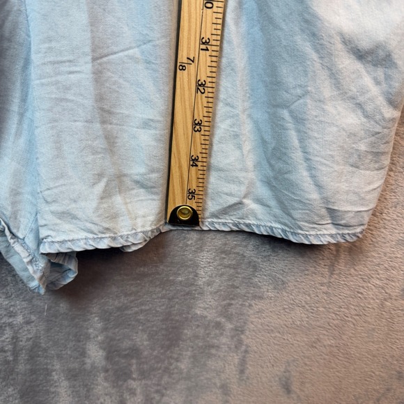 Old Navy Womens Light Wash Chambray Sleeveless Pintuck Button Front Romper Large - Picture 12 of 14